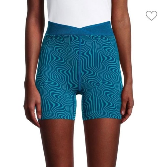 Free People Pants - NEW FREE PEOPLE Throw Jacquard Biker Shorts Blue Medium II @V